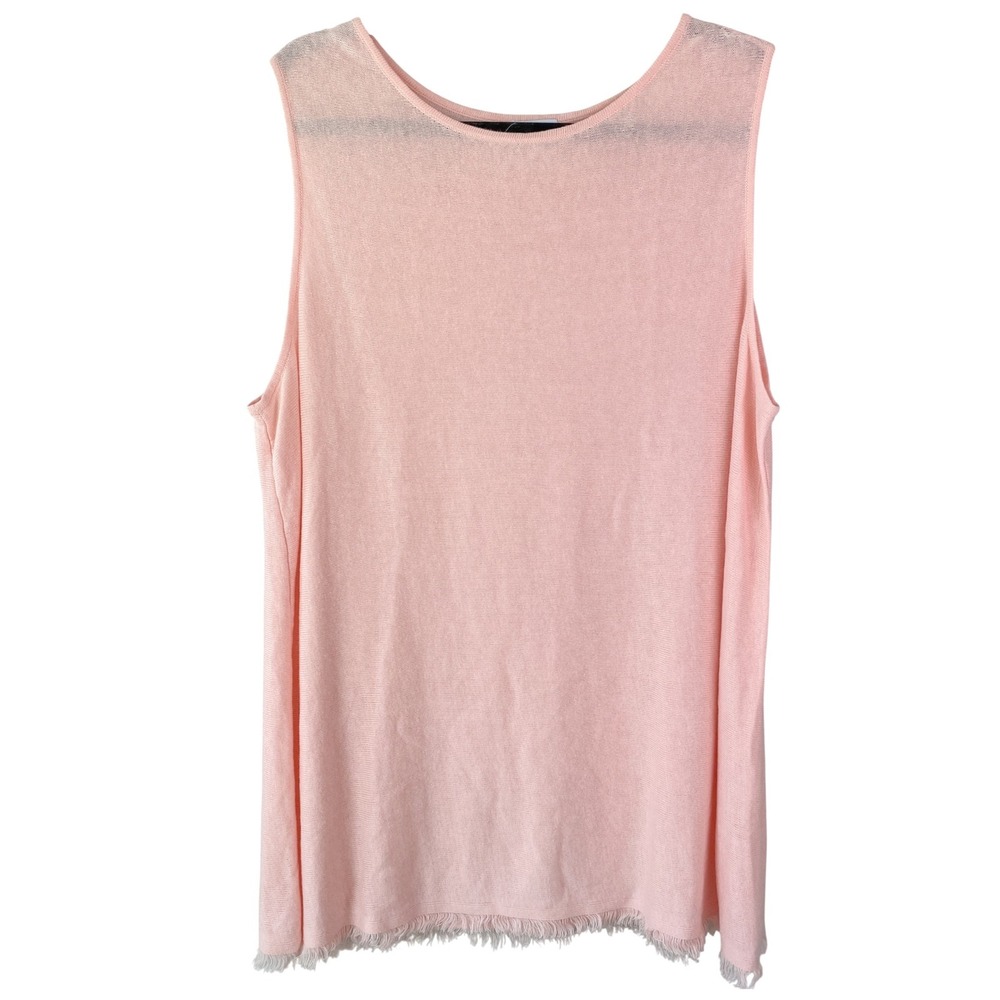 J Jill Womens Linen Tank Top 2X Orange Fringe Hem Coastal Beachy Pastel